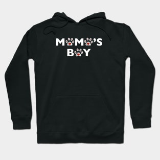 Mama's Boy text with doodle paw prints with heart Hoodie